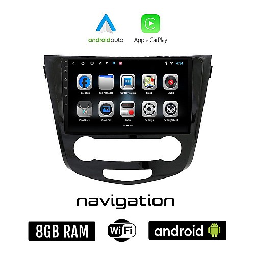 NISSAN QASHQAI (μετά το 2014) Android οθόνη αυτοκίνητου 8GB + 128GB με GPS WI-FI (ηχοσύστημα αφής 10" ιντσών OEM Android Auto Apple Carplay Youtube Playstore MP3 USB Radio Bluetooth Mirrorlink εργοστασιακή, 4x60W)
