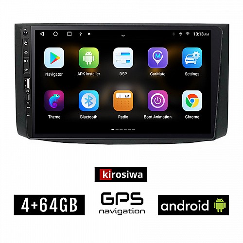 CHEVROLET AVEO (2006-2010) Android οθόνη αυτοκίνητου 4GB με GPS WI-FI (ηχοσύστημα αφής 9" ιντσών OEM Youtube Playstore MP3 USB Radio Bluetooth Mirrorlink εργοστασιακή, 4x60W, Navi)