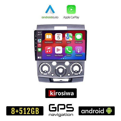 KIROSIWA MAZDA BT-50 (2006-2011) Android οθόνη αυτοκίνητου 8GB + 256GB με GPS WI-FI (ηχοσύστημα αφής 9" ιντσών OEM Android Auto Apple Carplay Youtube Playstore MP3 USB Radio Bluetooth Mirrorlink εργοστασιακή, 4x60W, AUX)
