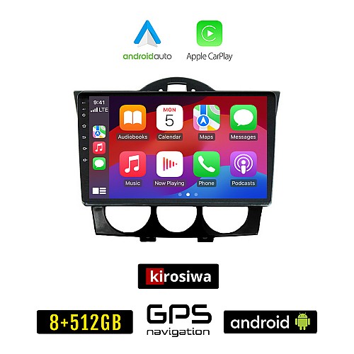 KIROSIWA MAZDA RX-8 (2001 - 2008) Android οθόνη αυτοκίνητου 8GB + 256GB με GPS WI-FI (ηχοσύστημα αφής 9" ιντσών OEM Android Auto Apple Carplay Youtube Playstore MP3 USB Radio Bluetooth Mirrorlink εργοστασιακή 4x60W, AUX)