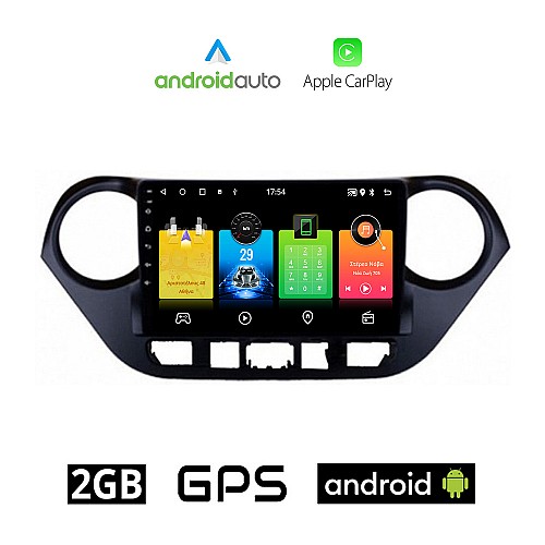 HYUNDAI i10 (μετά το 2014) Android οθόνη αυτοκίνητου 2GB με GPS WI-FI (ηχοσύστημα αφής 9" ιντσών OEM Android Auto Apple Carplay Youtube Playstore MP3 USB Radio Bluetooth Mirrorlink εργοστασιακή, 4x60W, AUX)