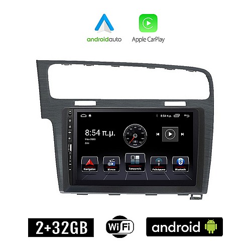 VOLKSWAGEN VW GOLF 7 (μετά το 2013) Android οθόνη αυτοκίνητου 2+32GB με GPS WI-FI (ηχοσύστημα αφής 9" ιντσών Apple CarPlay Android Auto 2GB Car Play Youtube Playstore MP3 USB Radio Bluetooth Mirrorlink, 4x60W, γκρί)