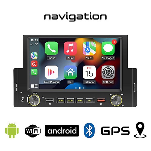 Hχοσύστημα 6.2" Android GPS WI-FI (Youtube Palystore Spotify 1-DIN USB Bluetooth Mirrorlink οθόνη αυτοκινήτου 1DIN 6.2" ιντσών MP3 MP5 1 DIN 4x60W navi Ελληνικός πλοηγός Universal) F55A