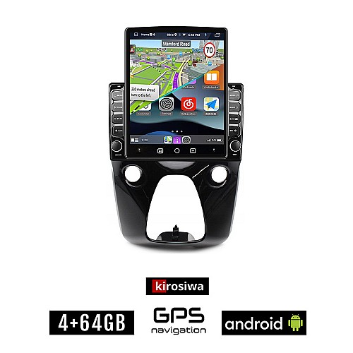 KIROSIWA PEUGEOT 108 (μετά το 2014) Android οθόνη αυτοκίνητου 4GB με GPS WI-FI (ηχοσύστημα αφής 9.7" ιντσών OEM Youtube Playstore MP3 USB Radio 4+64GB Bluetooth Mirrorlink εργοστασιακή, 4x60W, AUX)