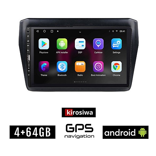 SUZUKI SWIFT (μετά το 2017) Android οθόνη αυτοκίνητου 4GB με GPS WI-FI (ηχοσύστημα αφής 9" ιντσών OEM Youtube Playstore MP3 USB Radio Bluetooth Mirrorlink εργοστασιακή, Navi, 4x60W)