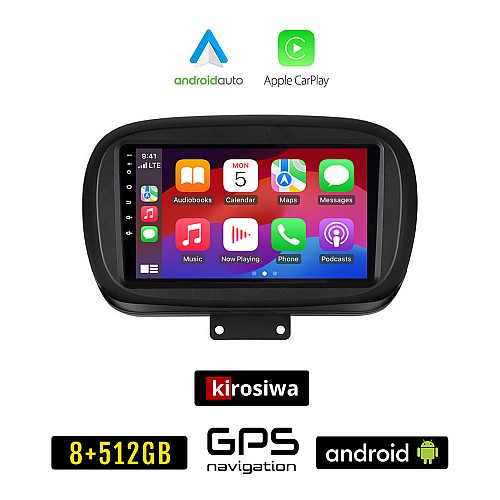KIROSIWA FIAT 500X (μετά το 2014) Android οθόνη αυτοκίνητου 8GB + 256GB με GPS WI-FI (ηχοσύστημα αφής 9" ιντσών OEM Android Auto Apple Carplay Youtube Playstore MP3 USB Radio Bluetooth Mirrorlink εργοστασιακή, 4x60W, AUX)