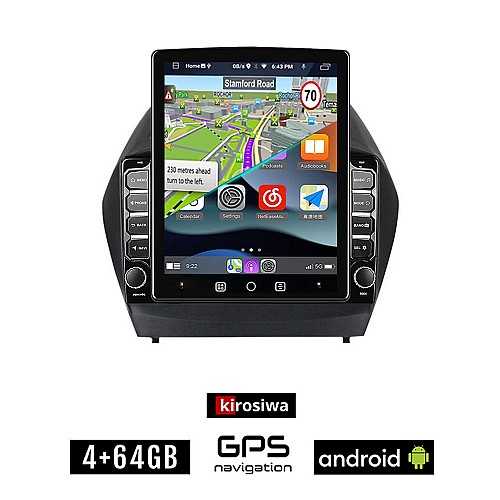 KIROSIWA HYUNDAI IX35 2010-2015 Android οθόνη αυτοκίνητου με GPS WI-FI 4GB (ηχοσύστημα αφής 9.7" ιντσών OEM Youtube Playstore MP3 USB Radio 4+64GB Bluetooth Mirrorlink εργοστασιακή, 4x60W, AUX)