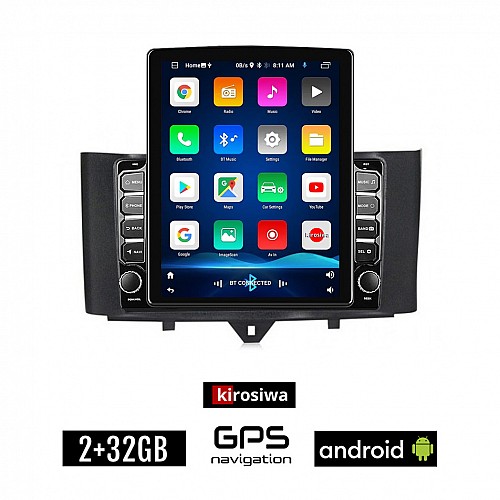 KIROSIWA SMART 451 (FORTWO) 2010-2015 Android οθόνη αυτοκίνητου 9.7" ιντσών 2GB με GPS WI-FI (ηχοσύστημα αφής FORTWO OEM Youtube Playstore MP3 USB Radio Bluetooth Mirrorlink εργοστασιακή, AUX, 4x60W)