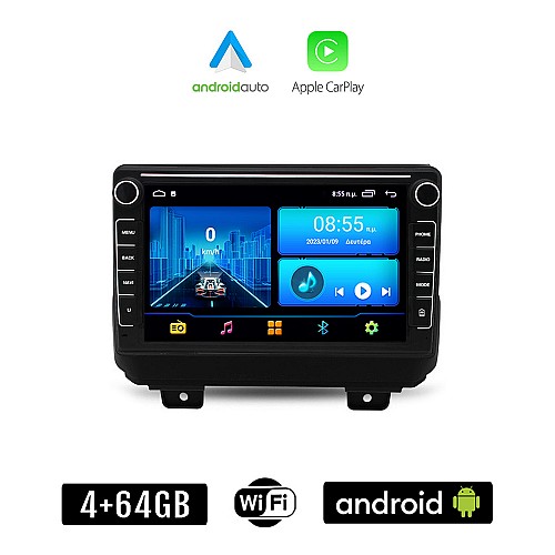 JEEP WRANGLER (μετά το 2018) Android οθόνη αυτοκίνητου 4+64GB με GPS WI-FI (ηχοσύστημα αφής 8" ιντσών 4GB CarPlay Android Auto Car Play Youtube Playstore MP3 USB Radio Bluetooth Mirrorlink εργοστασιακή, 4x60W, Navi)