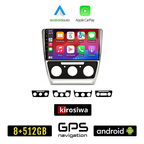 KIROSIWA SKODA OCTAVIA 5 (2005 - 2012) Android οθόνη αυτοκίνητου 8GB + 256GB με GPS WI-FI (Mk2 ηχοσύστημα αφής 10" ιντσών OEM Android Auto Apple Carplay Youtube Playstore MP3 USB Radio Bluetooth Mirrorlink εργοστασιακή, 4x60W, ασημί)