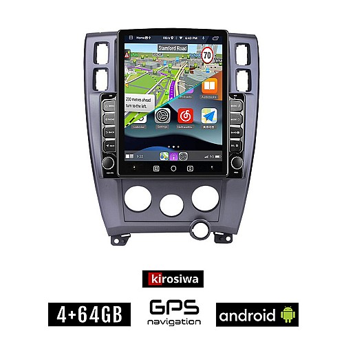 KIROSIWA HYUNDAI TUCSON (2004 - 2010) A/C Android οθόνη αυτοκίνητου 4GB με GPS WI-FI (ηχοσύστημα αφής 9.7" ιντσών OEM Youtube Playstore MP3 USB Radio 4+64GB Bluetooth Mirrorlink εργοστασιακή, 4x60W, AUX)