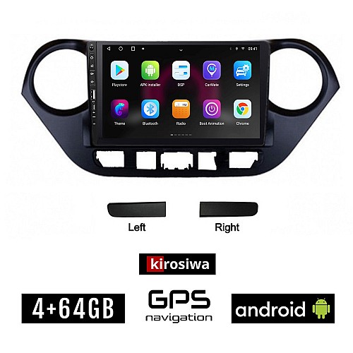 HYUNDAI i10 (μετά το 2014) Android οθόνη αυτοκίνητου 4GB με GPS WI-FI (ηχοσύστημα αφής 9" ιντσών OEM Youtube Playstore MP3 USB Radio Bluetooth Mirrorlink εργοστασιακή, 4x60W, Navi)