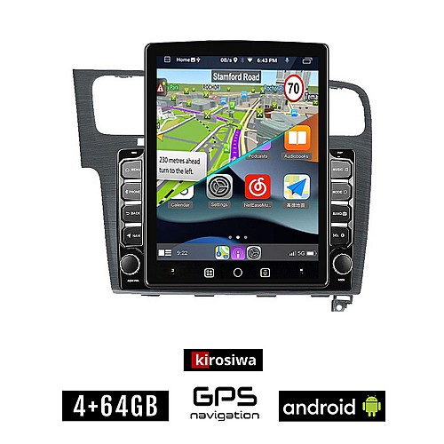 KIROSIWA VOLKSWAGEN VW GOLF 7 (μετά το 2013) Android οθόνη αυτοκίνητου 4GB με GPS WI-FI (ηχοσύστημα αφής 9.7" ιντσών OEM Youtube Playstore MP3 USB Radio 4+64GB Bluetooth Mirrorlink, 4x60W, γκρί)