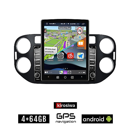 KIROSIWA Volkswagen VW TIGUAN (2009 - 2016) Android οθόνη αυτοκίνητου 4GB με GPS WI-FI (ηχοσύστημα αφής 9.7" ιντσών OEM Youtube Playstore MP3 USB Radio 4+64GB Bluetooth Mirrorlink μαύρο, 4x60W)