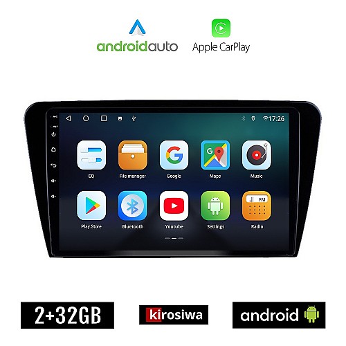 KIROSIWA SKODA OCTAVIA 7 (2013 - 2020) Android οθόνη αυτοκίνητου 2GB με GPS WI-FI (ηχοσύστημα αφής 10" ιντσών OEM Android Auto Apple Carplay Youtube Playstore MP3 USB Radio Bluetooth Mirrorlink εργοστασιακή, 4x60W, AUX)
