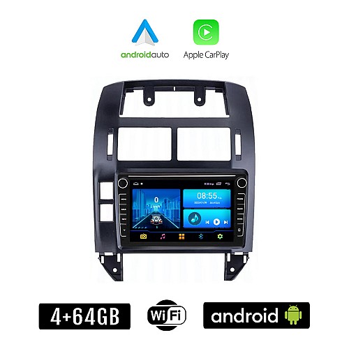 VOLKSWAGEN VW POLO (2002-2009) Android οθόνη αυτοκίνητου 4+64GB με GPS WI-FI (ηχοσύστημα αφής 8" ιντσών 4GB CarPlay Android Auto Car Play Youtube Playstore MP3 USB Radio Bluetooth Mirrorlink, 4x60W, Navi)