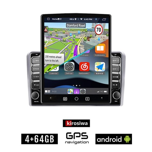 KIROSIWA OPEL Android για CORSA C D ASTRA H G VECTRA ZAFIRA MERIVA οθόνη αυτοκίνητου 4GB με GPS WI-FI (ηχοσύστημα αφής 9.7" ιντσών OEM Youtube Playstore MP3 USB Radio 4+64GB Bluetooth εργοστασιακή 4x60W, ασημί)