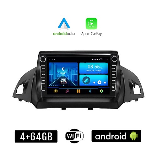 FORD KUGA (μετά το 2013) Android οθόνη αυτοκίνητου 4+64GB με GPS WI-FI (ηχοσύστημα αφής 8" ιντσών 4GB CarPlay Android Auto Car Play Youtube Playstore MP3 USB Radio Bluetooth Mirrorlink εργοστασιακή 4x60W Navi πλοηγός)