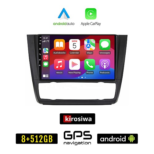 KIROSIWA BMW E81 (E82, E87, E88) 2004 - 2013 Android οθόνη αυτοκίνητου 8GB + 256GB με GPS WI-FI (E81, E82, E87, E88 ηχοσύστημα αφής 9" ιντσών OEM Android Auto Apple Carplay Youtube Playstore MP3 USB Radio Bluetooth Mirrorlink εργοστασιακή, 4x60W)