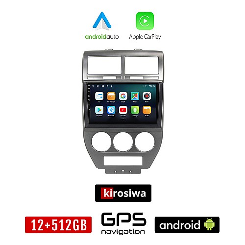 KIROSIWA JEEP COMPASS 2009-2016 Android οθόνη αυτοκίνητου 12GB + 512GB με GPS WI-FI (ηχοσύστημα αφής 10" ιντσών OEM Android Auto Apple Carplay Youtube Playstore MP3 USB Radio Bluetooth Mirrorlink 4x60W εργοστασιακού τύπου)