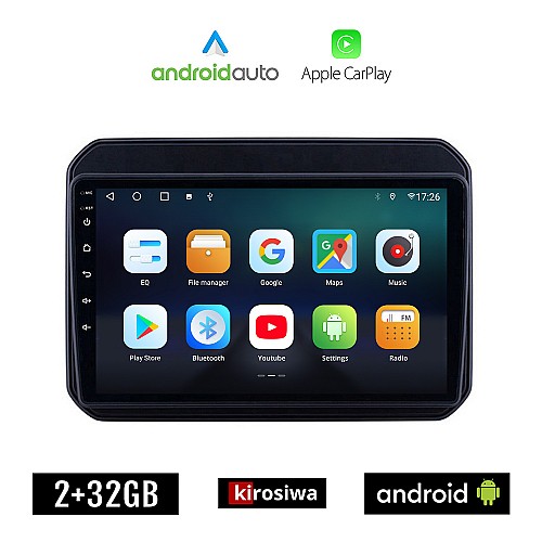 KIROSIWA SUZUKI IGNIS (μετά το 2016) Android οθόνη αυτοκίνητου 2GB με GPS WI-FI (ηχοσύστημα αφής 9" ιντσών OEM Android Auto Apple Carplay Youtube Playstore MP3 USB Radio Bluetooth Mirrorlink εργοστασιακή, AUX, 4x60W)