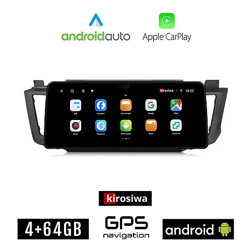 KIROSIWA TOYOTA RAV4 (2013 - 2019) Android οθόνη αυτοκίνητου 4GB (+64GB) με GPS WI-FI (ηχοσύστημα αφής 12.3" ιντσών OEM Android Auto Apple Carplay RAV 4 Youtube Playstore MP3 USB Radio Bluetooth Mirrorlink εργοστασιακή, 4 x 60W)
