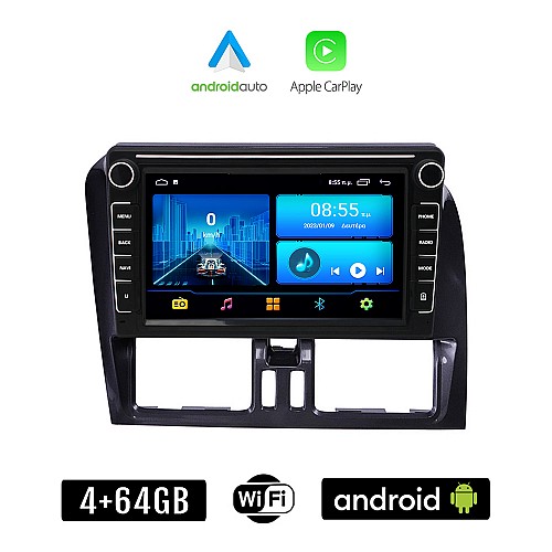 VOLVO XC60 (2009 - 2017) Android οθόνη αυτοκίνητου 4+64GB με GPS WI-FI (ηχοσύστημα αφής 8" ιντσών 4GB CarPlay Android Auto Car Play Youtube Playstore MP3 USB Radio Bluetooth Mirrorlink εργοστασιακή, 4x60W, Navi, μαύρο, black)