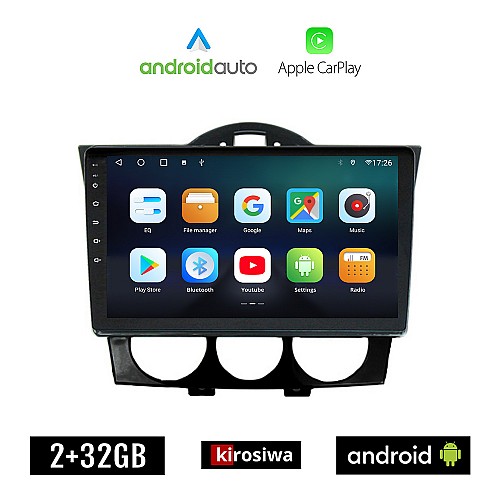 KIROSIWA MAZDA RX-8 (2001 - 2008) Android οθόνη αυτοκίνητου 2GB με GPS WI-FI (ηχοσύστημα αφής 9" ιντσών OEM Android Auto Apple Carplay Youtube Playstore MP3 USB Radio Bluetooth Mirrorlink εργοστασιακή 4x60W, AUX)