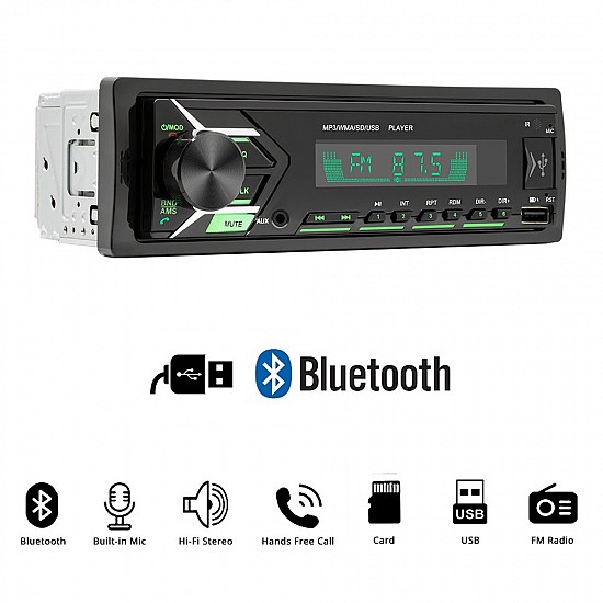 Radio USB με Bluetooth MP3 μικρόφωνο (1-DIN OEM universal ηχοσύστημα ραδιόφωνο αυτοκινήτου 1DIN radioUSB ράδιο SD Card microSD 4 x 60 Watt ανοιχτή ακρόαση 1 DIN 4x60W lcd ενισχυτής οθόνη) GR503