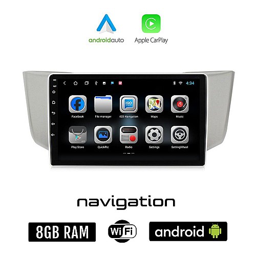 LEXUS RX 300 - 400 (2003 - 2008) Android οθόνη αυτοκίνητου 8GB + 128GB με GPS WI-FI (ηχοσύστημα αφής 9" ιντσών OEM Android Auto Apple Carplay Youtube Playstore MP3 USB Radio Bluetooth Mirrorlink εργοστασιακή, 4x60W)