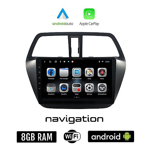 SUZUKI SX4 S-CROSS (μετά το 2014) Android οθόνη αυτοκίνητου 8GB + 128GB με GPS WI-FI (ηχοσύστημα αφής 9" ιντσών OEM Android Auto Apple Carplay Youtube Playstore MP3 USB Radio Bluetooth Mirrorlink εργοστασιακή, 4x60W)