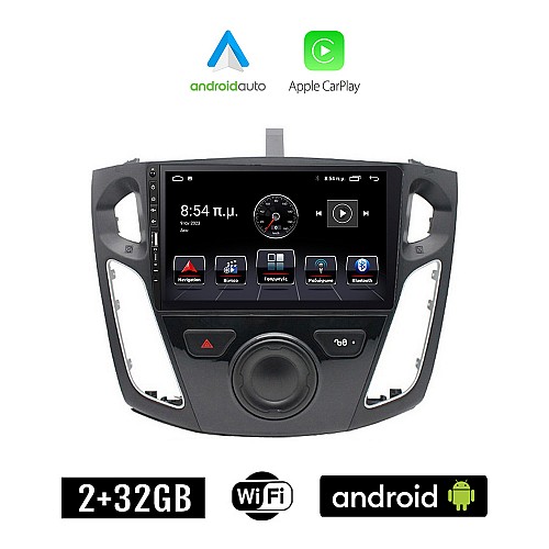 FORD FOCUS 2011 - 2018 Android οθόνη αυτοκίνητου 2+32GB με GPS WI-FI (ηχοσύστημα αφής 9" ιντσών Apple CarPlay Android Auto 2GB Car Play Youtube Playstore MP3 USB Radio Bluetooth Mirrorlink εργοστασιακή, 4x60W, Navi)