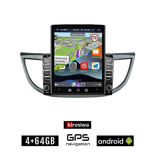 KIROSIWA HONDA CR-V (2013 - 2017) Android οθόνη αυτοκίνητου 4GB με GPS WI-FI (ηχοσύστημα αφής 9.7" ιντσών OEM Youtube Playstore MP3 USB Radio 4+64GB Bluetooth Mirrorlink εργοστασιακή, 4x60W, AUX)