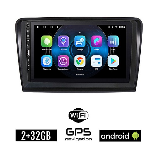 SKODA SUPERB (2008 - 2015) Android οθόνη αυτοκίνητου 2GB με GPS WI-FI (ηχοσύστημα αφής 9" ιντσών OEM Youtube Playstore MP3 USB Radio Bluetooth Mirrorlink εργοστασιακή, 4x60W, Navi)