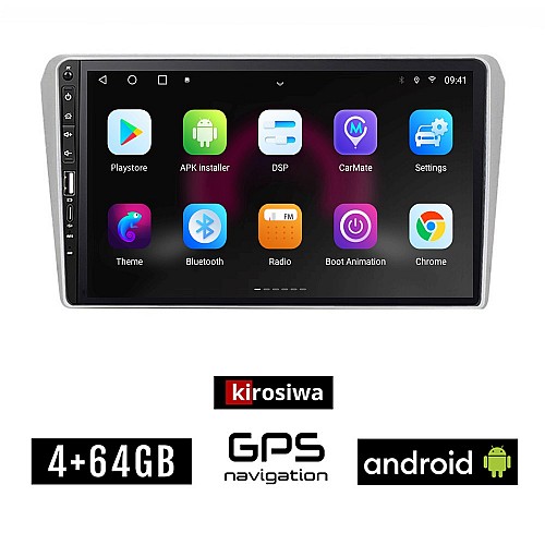 TOYOTA AVENSIS (2003 - 2008) Android οθόνη αυτοκίνητου 4GB με GPS WI-FI (ηχοσύστημα αφής 9" ιντσών OEM Youtube Playstore MP3 USB Radio Bluetooth Mirrorlink εργοστασιακή, Navi, 4x60W)