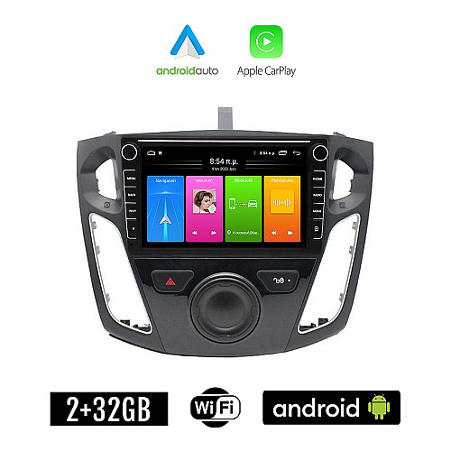 FORD FOCUS 2011 - 2018 Android οθόνη αυτοκίνητου 2GB με GPS WI-FI (ηχοσύστημα αφής 8" ιντσών Apple CarPlay Android Auto Car Play Youtube Playstore MP3 USB Radio Bluetooth Mirrorlink εργοστασιακή, 4x60W, Navi)