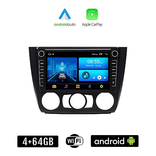 BMW E81 (E82, E87, E88) 2004 - 2013 Android οθόνη αυτοκίνητου 4+64GB με GPS WI-FI (ηχοσύστημα αφής 8" ιντσών 4GB CarPlay Android Auto Car Play ΣΕΙΡΑ 1 E81 E82 E87 E88 Youtube Playstore MP3 USB Radio Bluetooth εργοστασιακή 4x60W Navi)