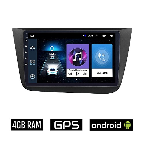 SEAT ALTEA (2004-2015) Android οθόνη αυτοκίνητου 4GB με GPS WI-FI (ηχοσύστημα αφής 9" ιντσών OEM Youtube Playstore MP3 USB Radio Bluetooth Mirrorlink εργοστασιακή, 4x60W, AUX, μαύρο)