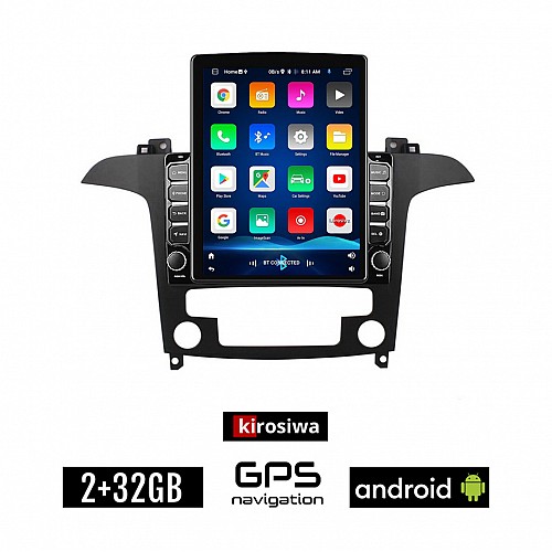 KIROSIWA FORD S-MAX 2006 - 2014 (με αυτόματο κλιματισμό) Android οθόνη αυτοκίνητου 2GB με GPS WI-FI (ηχοσύστημα αφής 9.7" ιντσών OEM Youtube Playstore MP3 USB Radio Bluetooth Mirrorlink εργοστασιακή 4x60W)