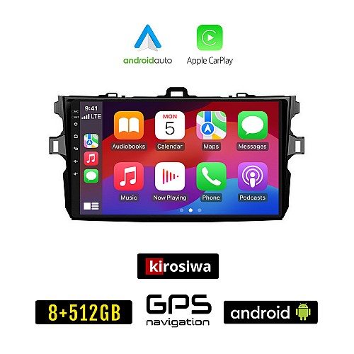 KIROSIWA TOYOTA COROLLA (2006 - 2012) Android οθόνη αυτοκίνητου 8GB + 256GB με GPS WI-FI ( TOYOTA ηχοσύστημα αφής 9" ιντσών OEM Android Auto Apple Carplay Youtube Playstore MP3 USB Radio Bluetooth Mirrorlink  εργοστασιακή, 4x60W, AUX)