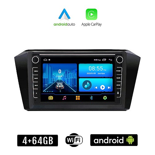 Volkswagen VW PASSAT (μετά το 2016) Android οθόνη αυτοκίνητου 4+64GB με GPS WI-FI (ηχοσύστημα αφής 8" ιντσών 4GB CarPlay Android Auto Car Play Youtube Playstore MP3 USB Radio Bluetooth Mirrorlink, 4x60W, Navi)
