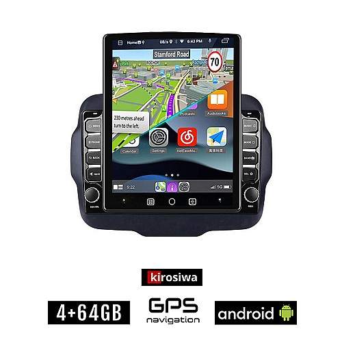 KIROSIWA JEEP RENEGADE (μετά το 2014) Android οθόνη αυτοκίνητου 4GB με GPS WI-FI (ηχοσύστημα αφής 9.7" ιντσών OEM Youtube Playstore MP3 USB Radio 4+64GB Bluetooth Mirrorlink εργοστασιακή, 4x60W, AUX)