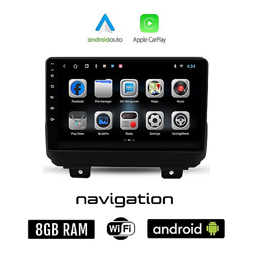 JEEP WRANGLER (μετά το 2018) Android οθόνη αυτοκίνητου 8GB + 128GB με GPS WI-FI (ηχοσύστημα αφής 9" ιντσών OEM Android Auto Apple Carplay Youtube Playstore MP3 USB Radio Bluetooth Mirrorlink εργοστασιακή, 4x60W)