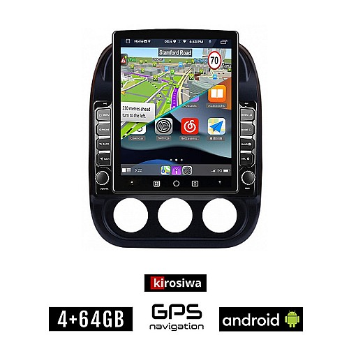 KIROSIWA JEEP COMPASS 2009-2016 Android οθόνη αυτοκίνητου 4GB με GPS WI-FI (ηχοσύστημα αφής 9.7" ιντσών OEM Youtube Playstore MP3 USB Radio 4+64GB Bluetooth Mirrorlink εργοστασιακή, 4x60W, AUX)