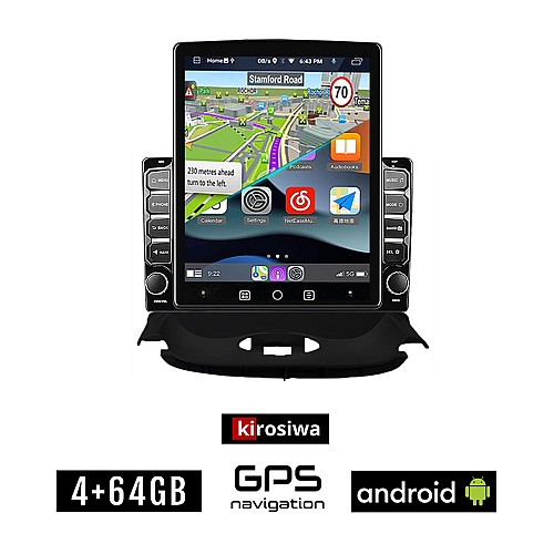 KIROSIWA PEUGEOT 206 (1998 - 2006) Android οθόνη αυτοκίνητου 4GB με GPS WI-FI (ηχοσύστημα αφής 9.7" ιντσών Youtube Playstore MP3 USB Radio 4+64GB Bluetooth Mirrorlink εργοστασιακή, 4x60W, AUX)