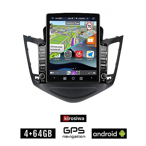 KIROSIWA CHEVROLET CRUZE 2008-2012 Android οθόνη αυτοκίνητου 4GB με GPS WI-FI (ηχοσύστημα αφής 9.7" ιντσών OEM Youtube Playstore MP3 USB Radio 4+64GB Bluetooth Mirrorlink  εργοστασιακή, 4x60W, AUX)
