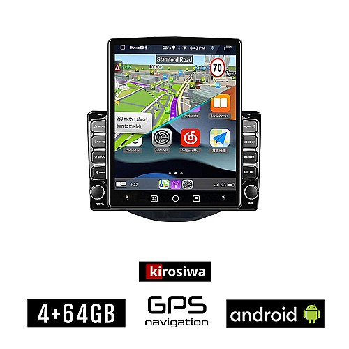 KIROSIWA PEUGEOT 108 (μετά το 2014) Android οθόνη αυτοκίνητου 4GB με GPS WI-FI (ηχοσύστημα αφής 9.7" ιντσών Youtube Playstore MP3 USB Radio 4+64GB Bluetooth Mirrorlink εργοστασιακή, 4x60W, AUX)