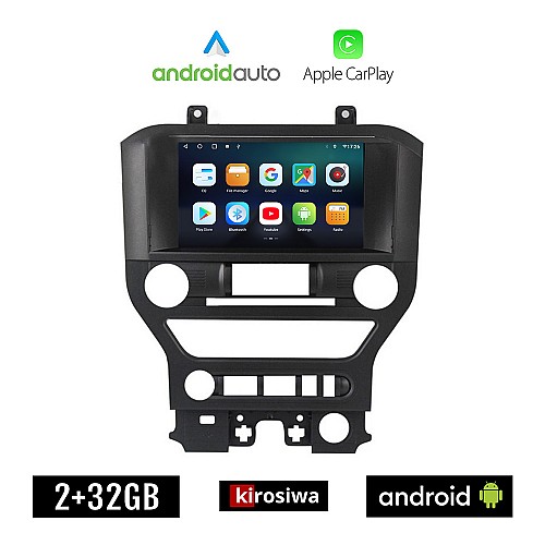 KIROSIWA FORD MUSTANG (2015 - 2020) Android οθόνη αυτοκίνητου 2GB με GPS WI-FI (ηχοσύστημα αφής 9" ιντσών OEM Android Auto Apple Carplay Youtube Playstore MP3 USB Radio Bluetooth Mirrorlink εργοστασιακή, 4x60W, AUX)