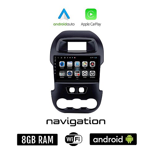 FORD RANGER 2011-2015 Android οθόνη αυτοκίνητου 8GB + 128GB με GPS WI-FI (ηχοσύστημα αφής 9" ιντσών OEM Android Auto Apple Carplay Youtube Playstore MP3 USB Radio Bluetooth Mirrorlink εργοστασιακή, 4x60W)