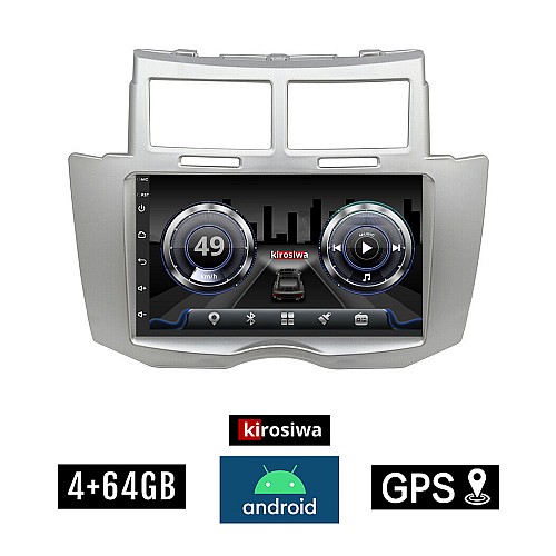 KIROSIWA 4+64GB TOYOTA YARIS (2006 - 2010) Android οθόνη αυτοκίνητου 4GB με GPS WI-FI (ηχοσύστημα αφής 7" ιντσών Youtube Playstore MP3 USB Radio Bluetooth Mirrorlink  DSP 4x60W Apple Carplay Android Auto)